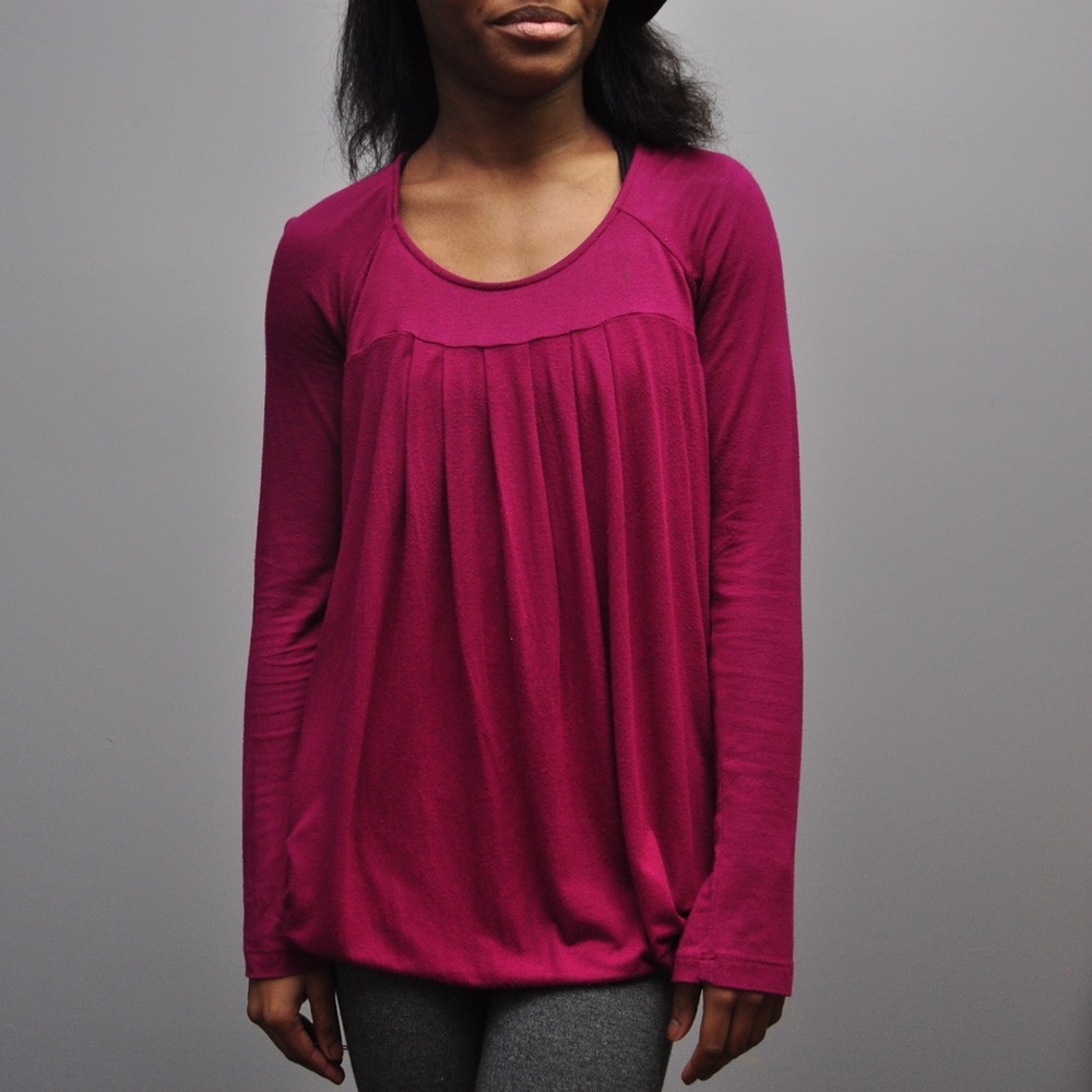 Fuchsia long sleeve balloon tunic